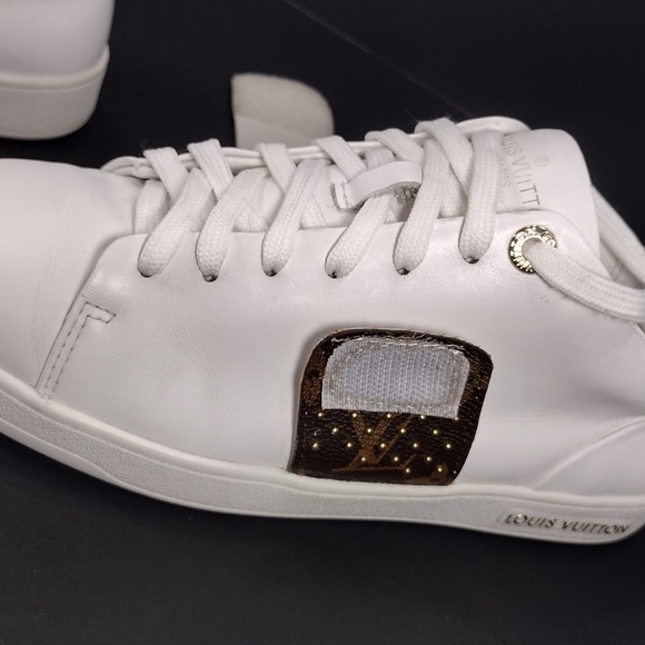 Louis Vuitton White Sneakers with Brown Strap size 8 pre owned Exellent Con - Picture 11 of 16